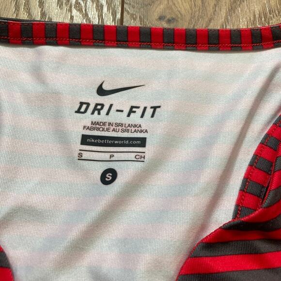 Nike Tank V-Neck Red Striped S- Pickleball Tennis Running - Picture 3 of 3